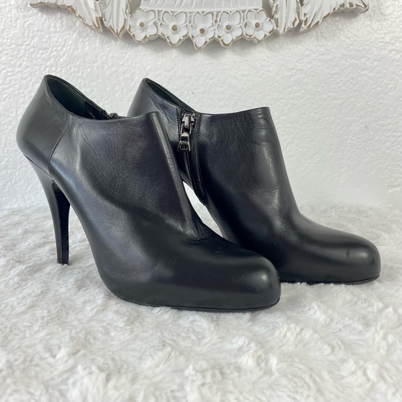 {Prada} Authentic Black Leather Ankle Booties, Size 37.5 - Picture 1 of 10